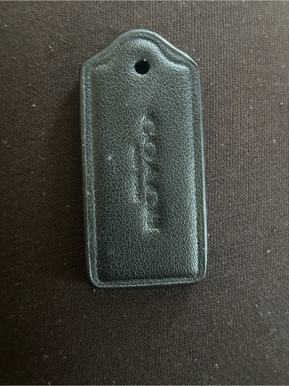 Coach Black Leather Tag Keychain